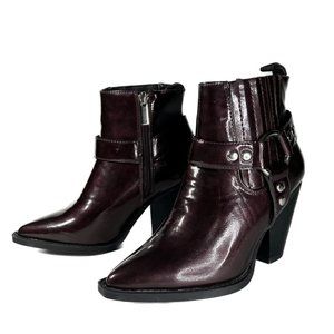 Fashion Nova Saddle Up Bootie - Burgundy